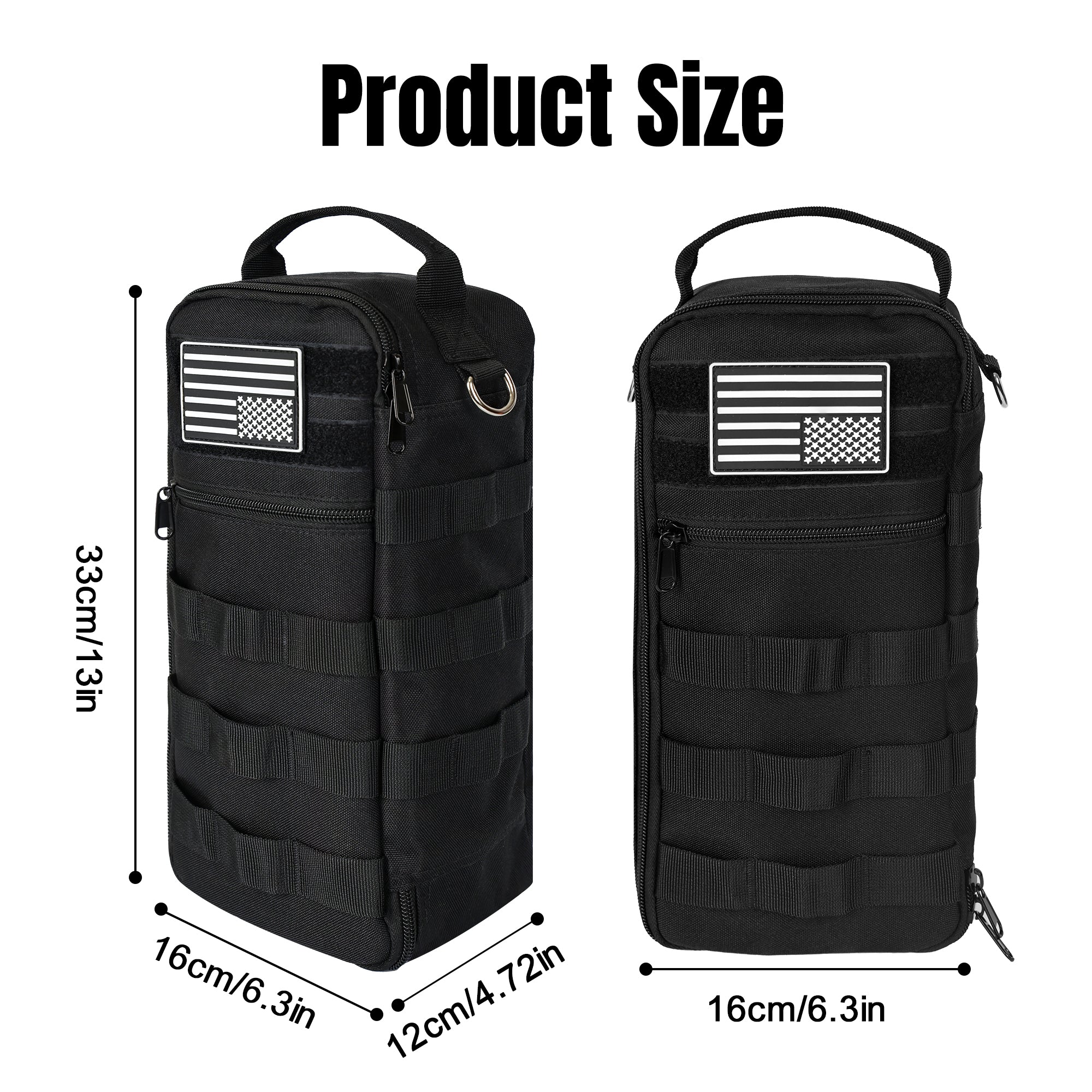 Portable Small Tool Bag, Heavy Duty Tool Pouch Bag with Shoulder Strap and D-ring Clip, Durable Waterproof Multiple Pockets Tool Hand Bag for Electricians, Carpenters, HVAC Technicians (Black)